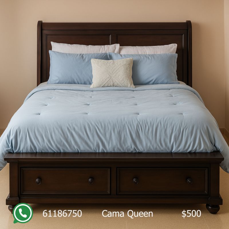 Cama Queen de madera con cajones inferiores
Incluy